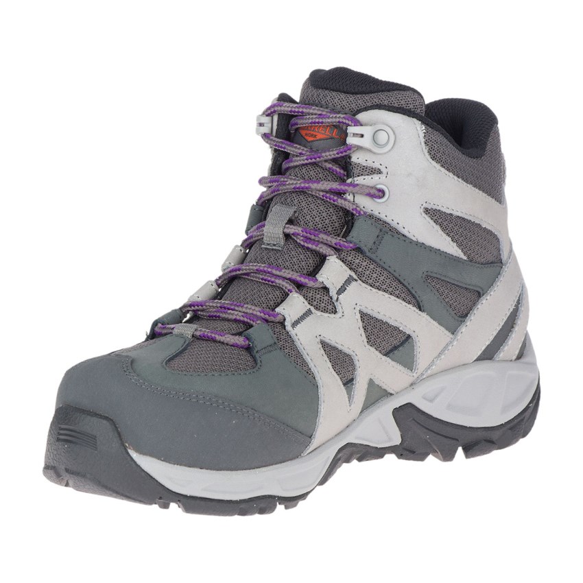 Bottes de Securite Merrell Siren Mid Waterproof Alloy Toe Grise/Blanche Femme | K.R.HTGT